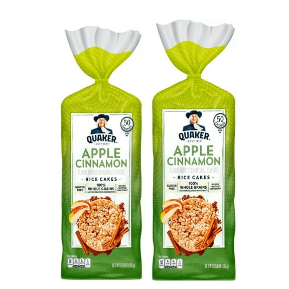 Quaker Gluten Free Rice Cakes, Apple Cinnamon, 6.53 Oz ( Pack of 2 )