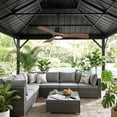 thumbnail image 2 of Parrot Uncle 42" IP65 Waterproof Plug-in Outdoor Ceiling Fan with Light and Remote, Brown Propeller Ceiling Fan for Patio, 2 of 20