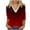 Red, variant on IROINNID Women's Long Sleeve V-Neck Shirts Leisure Printed Loose T-shirt 3/4 Sleeves Blouse Lace V-Neck Tops,White