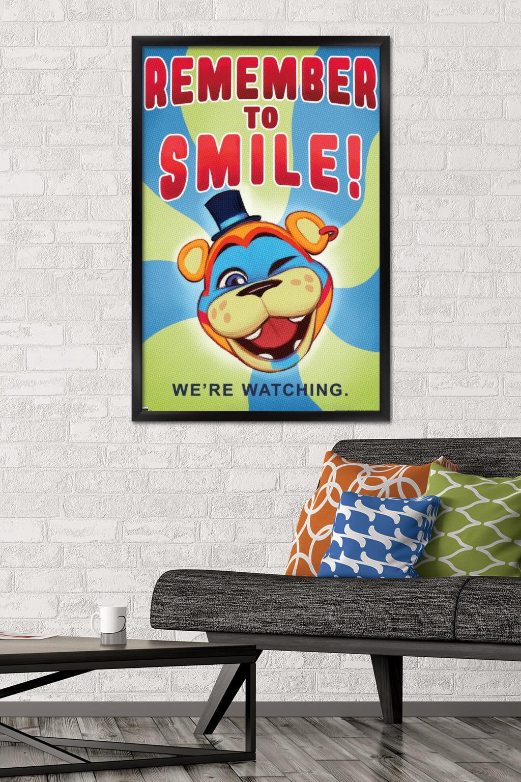 Five Nights at Freddy's: Security Breach - Remember To Smile Wall Poster, 22.375" x 34" Framed