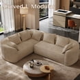 thumbnail image 5 of Wiilayok 110"Chenille Cloud Modular Sofa, L Curved Shaped Sectional Sofa Couch,4 Seater Deep Seat Sofa with Chaise and Pillows for Living Room Apartment, Camel, 5 of 7