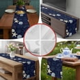thumbnail image 5 of Burlap Table Runner 70 Inches Long, Marine Shell Starfish Conch Non-Slip Kitchen Table Runners for Dining Room Everyday Use Party Table Decorations Seamless Ocean Life Navy Blue, 5 of 9
