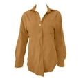 thumbnail image 4 of 2025 Women's Sleeveless V Neck Button-Up Lapel Shirt - Solid Color Blouse, L, Yellow, 4 of 4