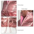 thumbnail image 4 of Abrigo de invierno acolchado para mujer, con cremallera completa, holgado, cálido, con cordón grueso, chaqueta hinchada ligera y brillante, color rosa M, 4 of 5
