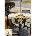 thumbnail image 5 of Outdoor Tablecloth with Umbrella Hole for Patio/Picnic/Party/Camping, Yellow Gnomes Waterproof Table Cloth Square Cover Washable, Spring Floral Bees Daisy Branches (60"x 60"), 5 of 8