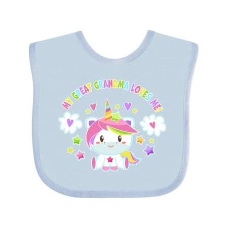 

Inktastic My Great Grandma Loves Me with Cute Rainbow Unicorn Gift Baby Boy or Baby Girl Bib