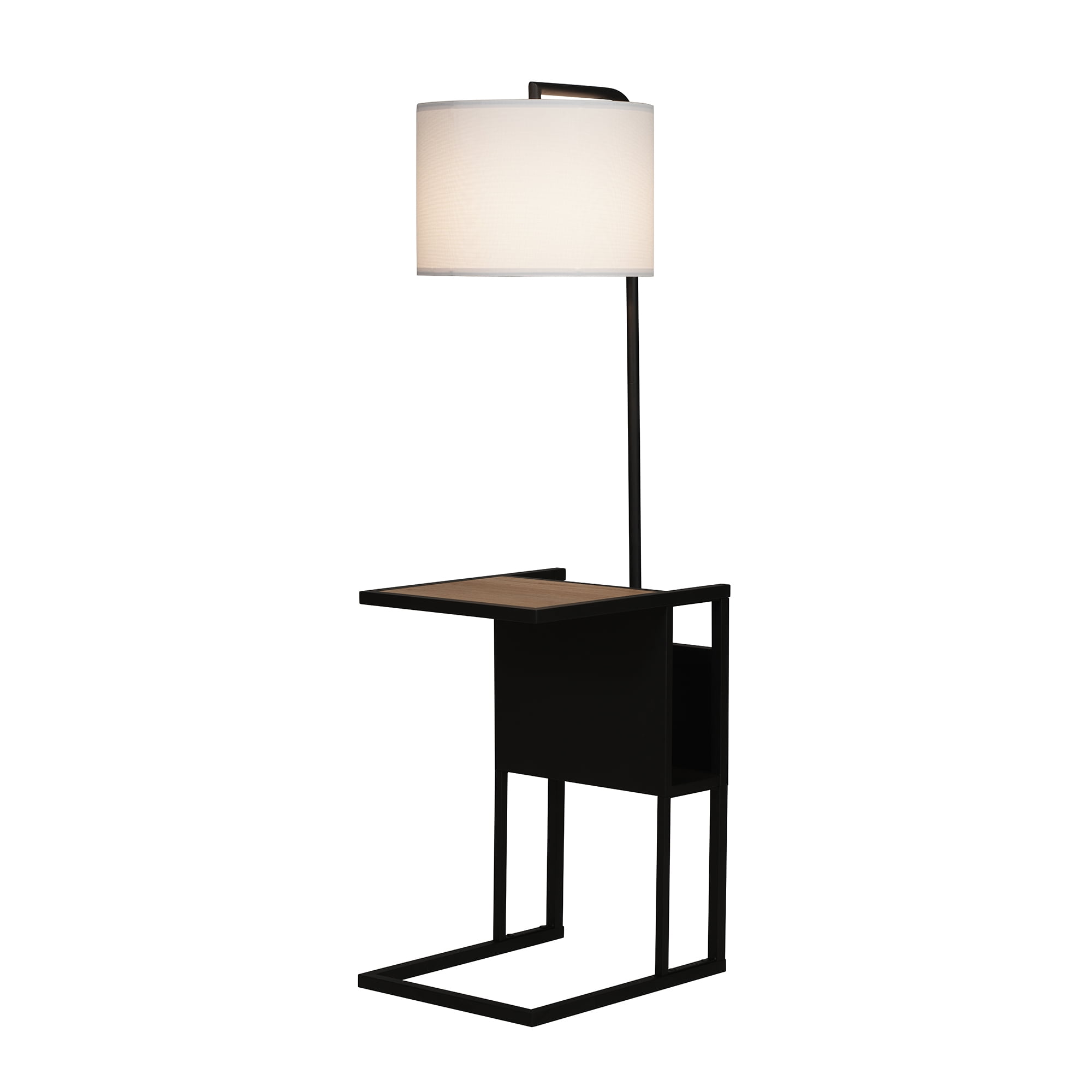 (2 pack) Better Homes & Gardens 54"  Matte Black Metal Floor Lamp with Faux Wood Table and Magazine Rack