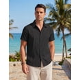 thumbnail image 6 of COOFANDY Men's Cuban Guayabera Linen Shirt - Short Sleeve Casual Beach Summer Button Down, 6 of 8