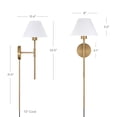 thumbnail image 4 of Nathan James Millie Plug-in Wall Sconce, Wall Mounted Bedside Reading Lamp with Cotton Shade and Brass Back Plate, 4 of 7