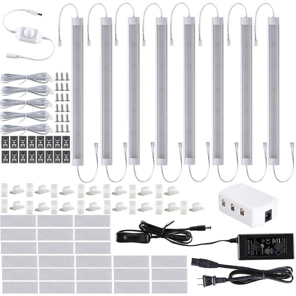 11 Inches LED Under Counter Lighting Kit, Dimmable Cabinet Strip Lighting Fixture DC 24V(8 pcs)