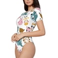 thumbnail image 2 of The Xecao Cartoon Animals Women's Crew Neck Body Suit, a short-sleeved bodysuit and basic swimsuit, both comfort and style for dating and daily life, 2 of 9