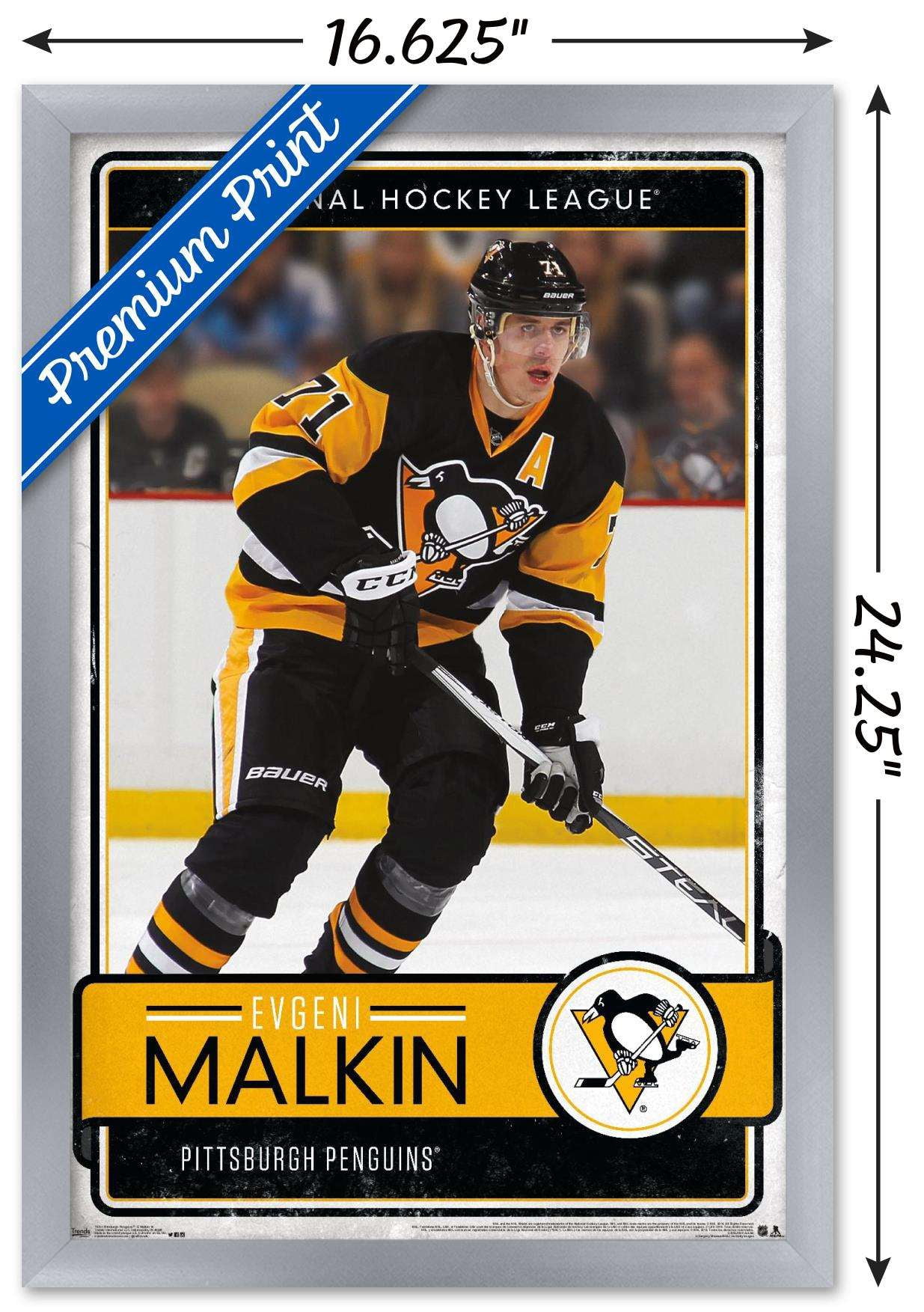 NHL Pittsburgh Penguins - Evgeni Malkin 16 Wall Poster, 14.725" x 22.375", Framed