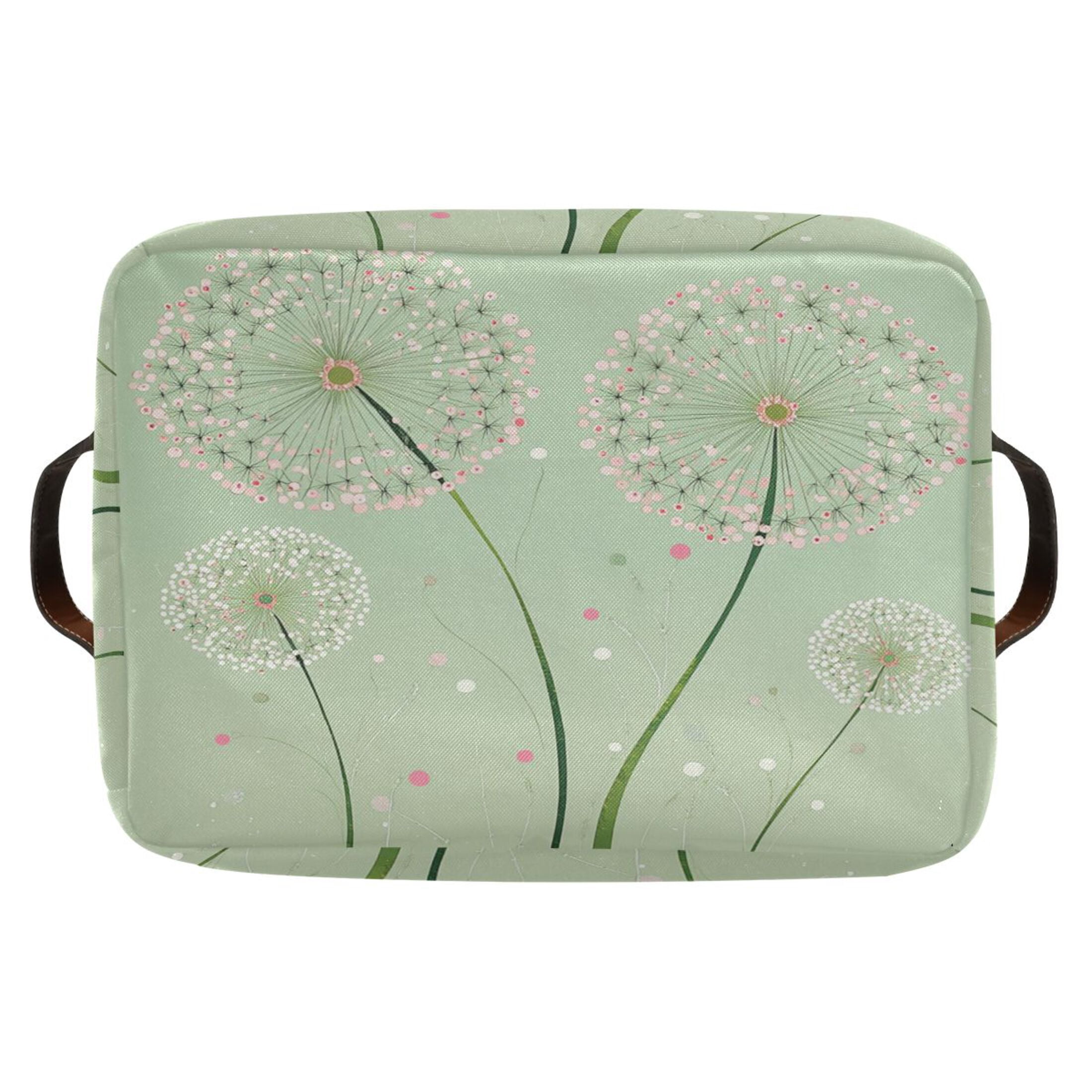 Four Large Dandelions Foldable Storage Basket,Canvas Fabric Foldable Storage Bins with Handles Open Home Storage Bins Boxes for Toy Book Shelf Closet Baskets