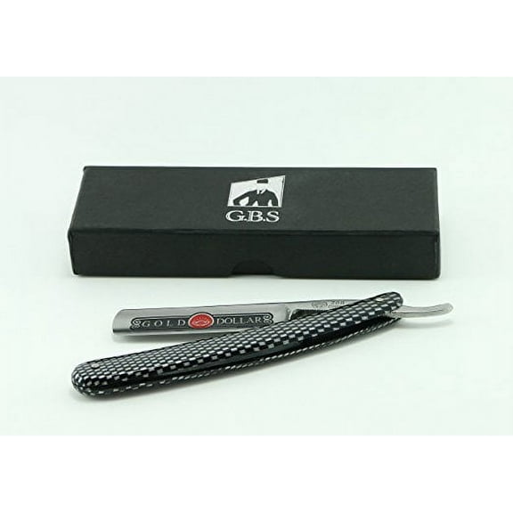 Carbon Steel 5/8" Straight Razor with Imitation Carbon Fibre Checkered Pattern Scales