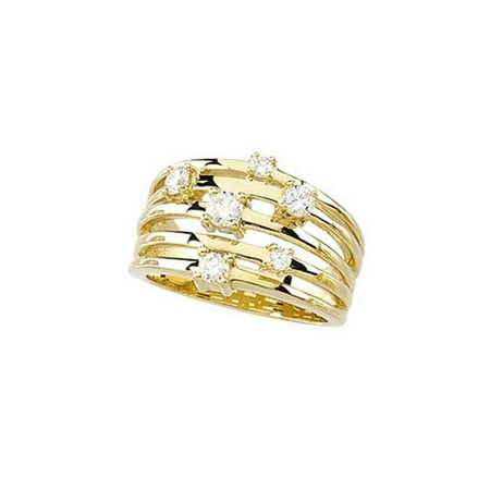 I SI 3/4ct Diamond Multi Row Wide Right Hand Ring 10k White or Yellow Gold