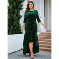 thumbnail image 6 of Plus Size Dresses for Women 3/4 Sleeves Mermaid High Low Hem Maxi Velvet Formal Dress Green XXL, 6 of 8