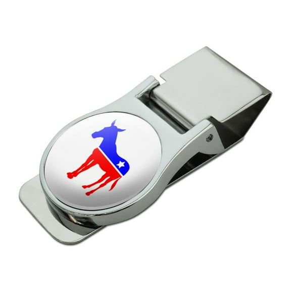 Democrat Donkey Liberal America Political Party Satin Chrome Plated Metal Money Clip