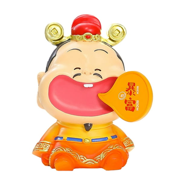 Figura miniatura de resina del Dios de la Fortuna, adorno para tablero de instrumentos de coche. Naranja