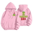 Grinch Women's Pink Hoodie with Cute Green Character and Santa Hat