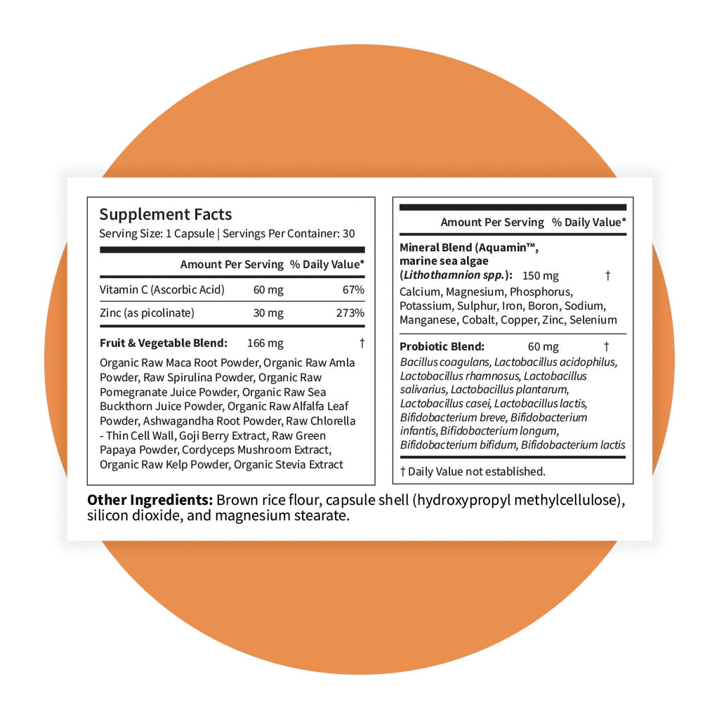 Pattern Wellness Zinc Complex with Vitamin C & Natural Blends, Immune & Wellness Support, 30 Count
