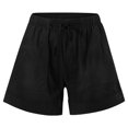 thumbnail image 2 of Pantalones Cortos Pantalones cortos de verano con cordón para mujer, pantalones cortos de pierna ancha para fitness (negro M) Cgtredaw Para estrenar, 2 of 7