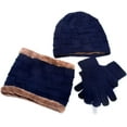 thumbnail image 4 of 3 Pieces Winter Warm Hat Scarf Glove Set Knit Thick Beanie Scarves Cap for Men, 4 of 9