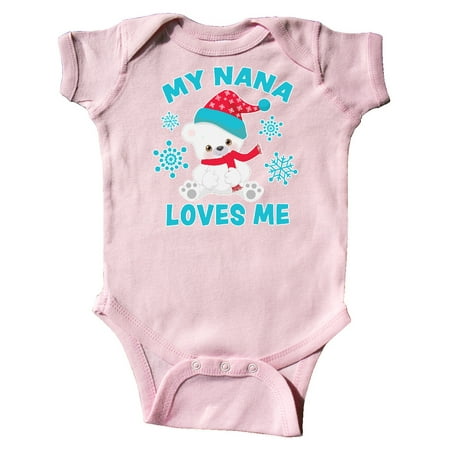 

Inktastic Polar Bear My Nana Loves Me in Santa Hat with Snowflakes Gift Baby Boy or Baby Girl Bodysuit