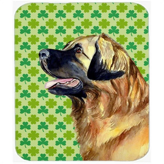 Leonberger St. Patricks Day Shamrock Portrait Mouse Pad, Hot Pad or Trivet