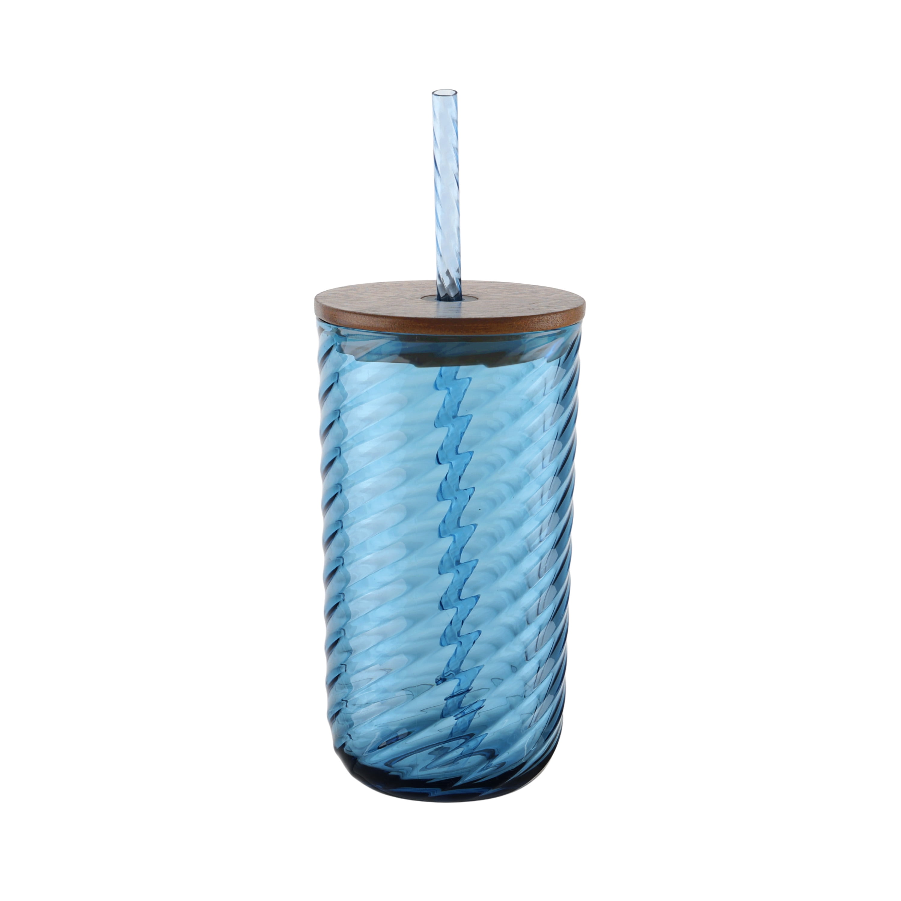 Beautiful 2-piece 21-Ounce Tritan Swirl Texture Sipper Tumbler Set, Blue by Drew Barrymore
