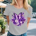 thumbnail image 6 of Yopmin Butterfly T Shirts for Women Floral Crew Neck Summer Casual T Shirts Fashion Graphic Tees for Everyday Wear, 6 of 7