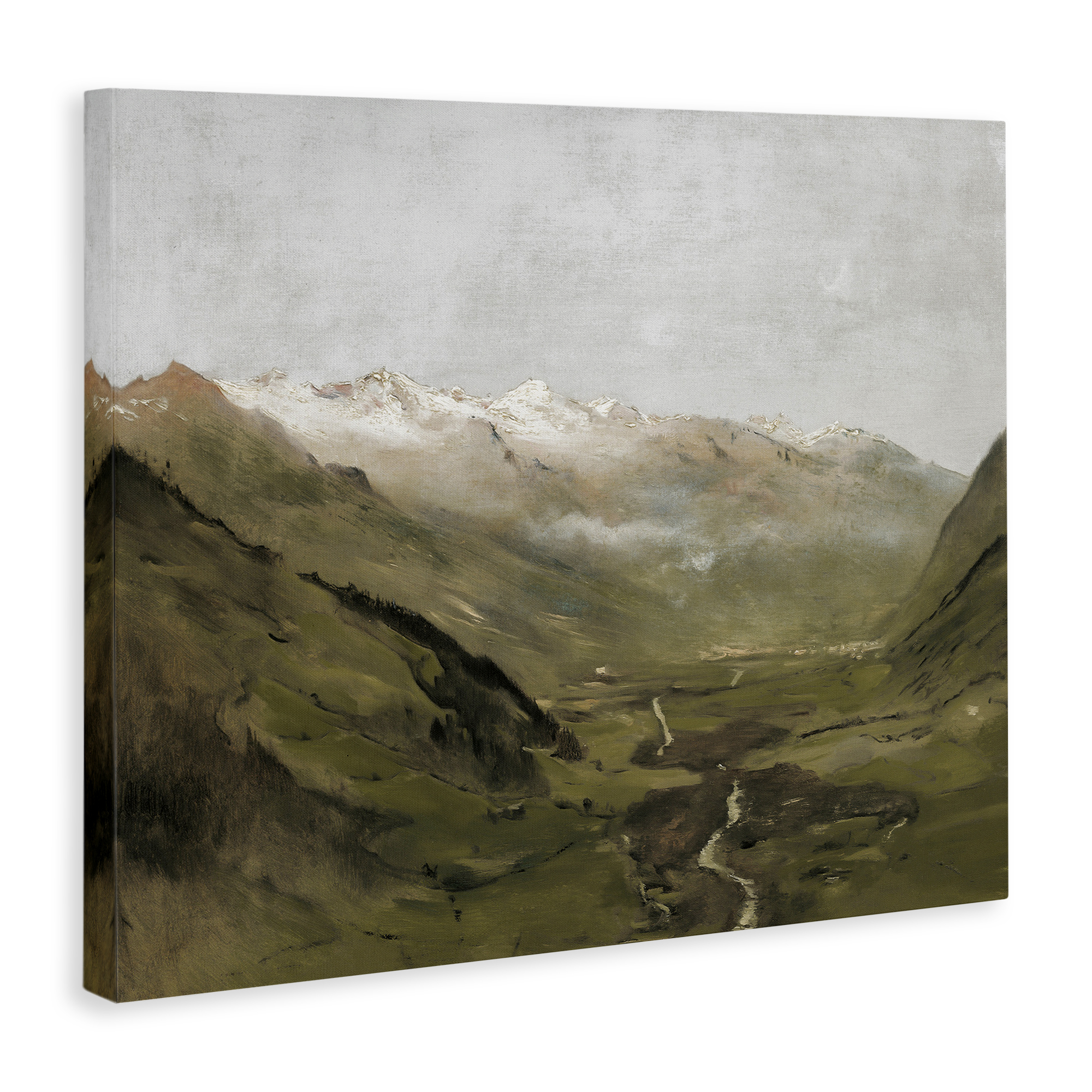 Stupell Industries Winding Valley Path Landscape Painting Gallery Wrapped Canvas Art Print Wall Art, 20 x 16