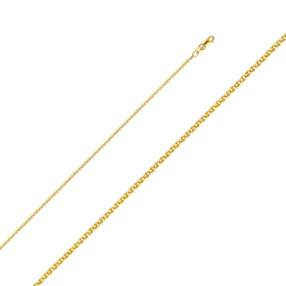 14k Yellow Gold 1.5mm Flat Spiga Solid Wheat Chain Link Necklace 18" Jewelry Female Unisex