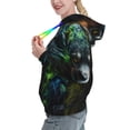 thumbnail image 2 of Daiia Realistic Style Colorful Wolf A Pattern Women's Fashion Hoodies & Sweatshirts with Kangaroo Pocket Hooded Sweatshirt with Eye-catching Drawstrings-Small, 2 of 7