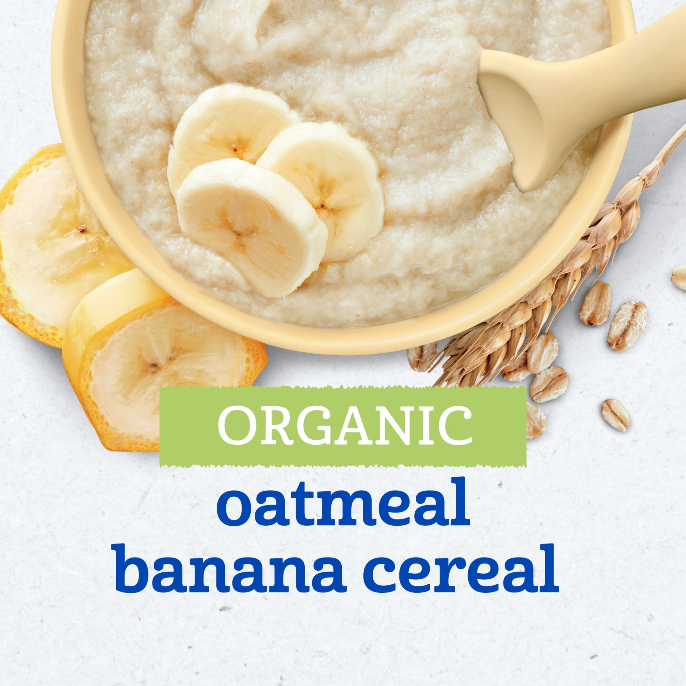 (6 pack) Gerber 2nd Foods Organic for Baby Grain & Grow Oatmeal Baby Cereal, Banana, 8 oz Canister