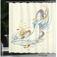 thumbnail image 4 of Ambesonne Cartoon Shower Curtain, Whale in Ocean Dive, 69"Wx84"L, Blue and White, 4 of 5