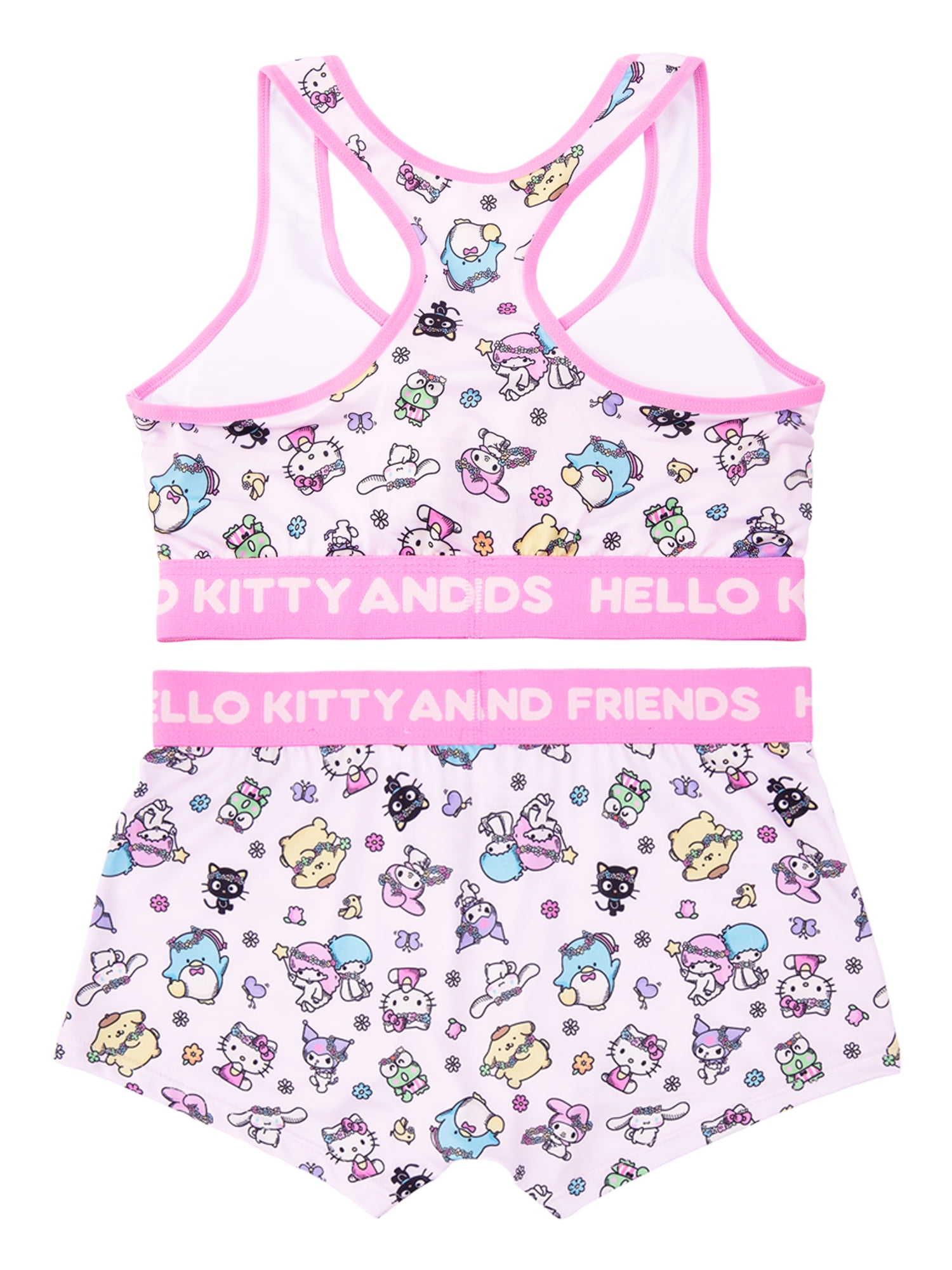 Hello Kitty & Friends Woman's and Juniors Racerback Bra & Boyshort Underwear set, 2-Pack, Size S-XL