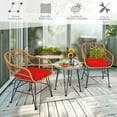 thumbnail image 6 of Costway 3PCS Patio Rattan Bistro Furniture Set Cushioned Chair Table Red, 6 of 11