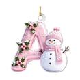 thumbnail image 3 of Acrylic Letter Christmas Ornament Pink Snowman Monogram Hanging Decoration with Initial for Xmas Tree Gift for Friends (3.15In), 3 of 7