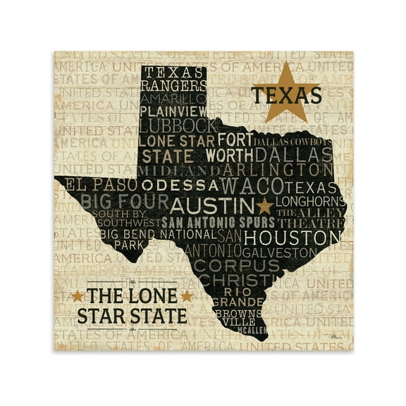 The Lone Star State Texas City Typography Print by Pela Studios; One 12x12in Poster Print