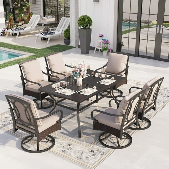 Sophia&William 7 Pieces Outdoor Patio Dining Set Swivel Chairs and Table Set for 6
