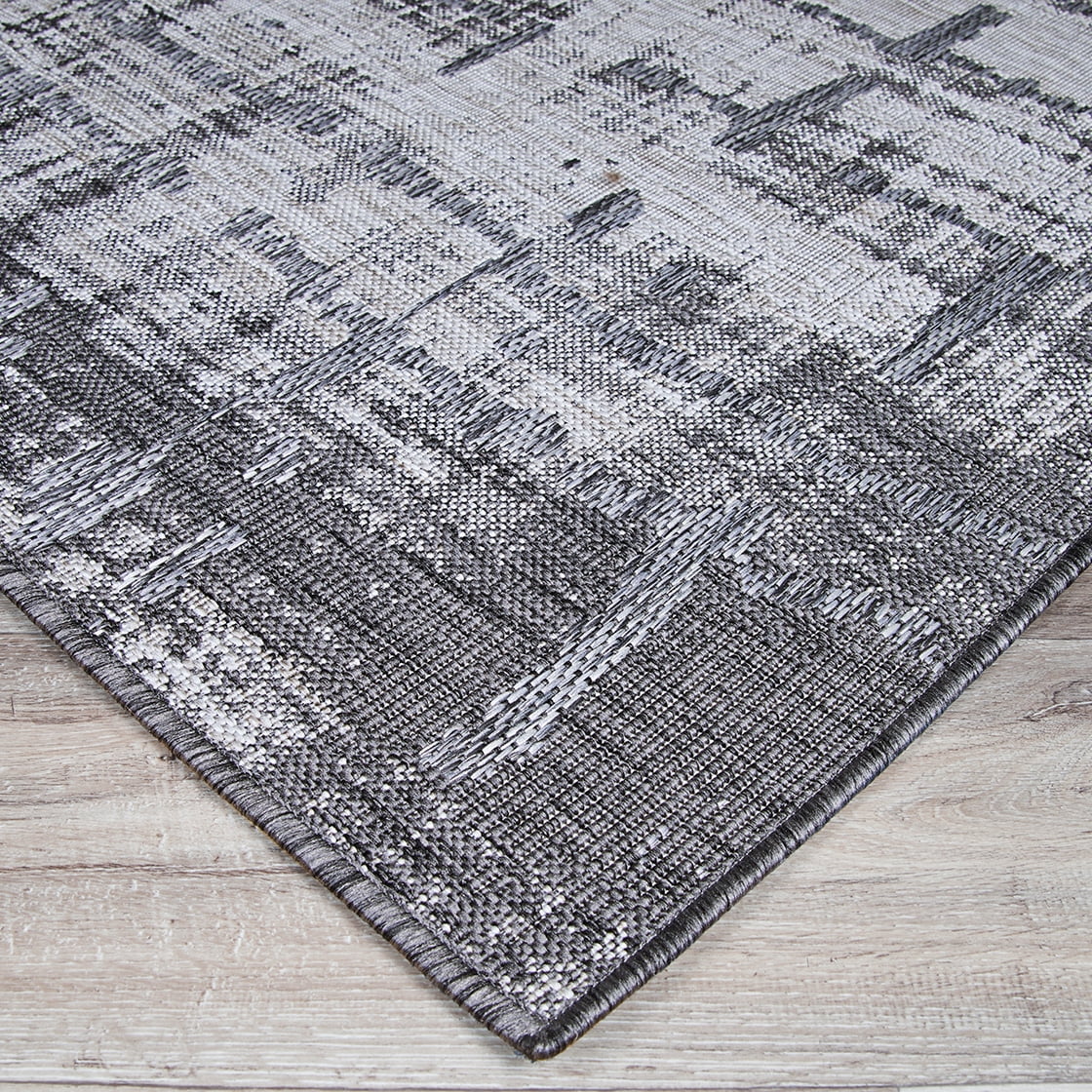 Couristan Charm Tiverton 2'2" x 4'3" Anthracite Grey and Light Grey Outdoor Rug