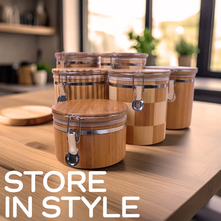 Hinged Cylindrical Bamboo Container - 3.5