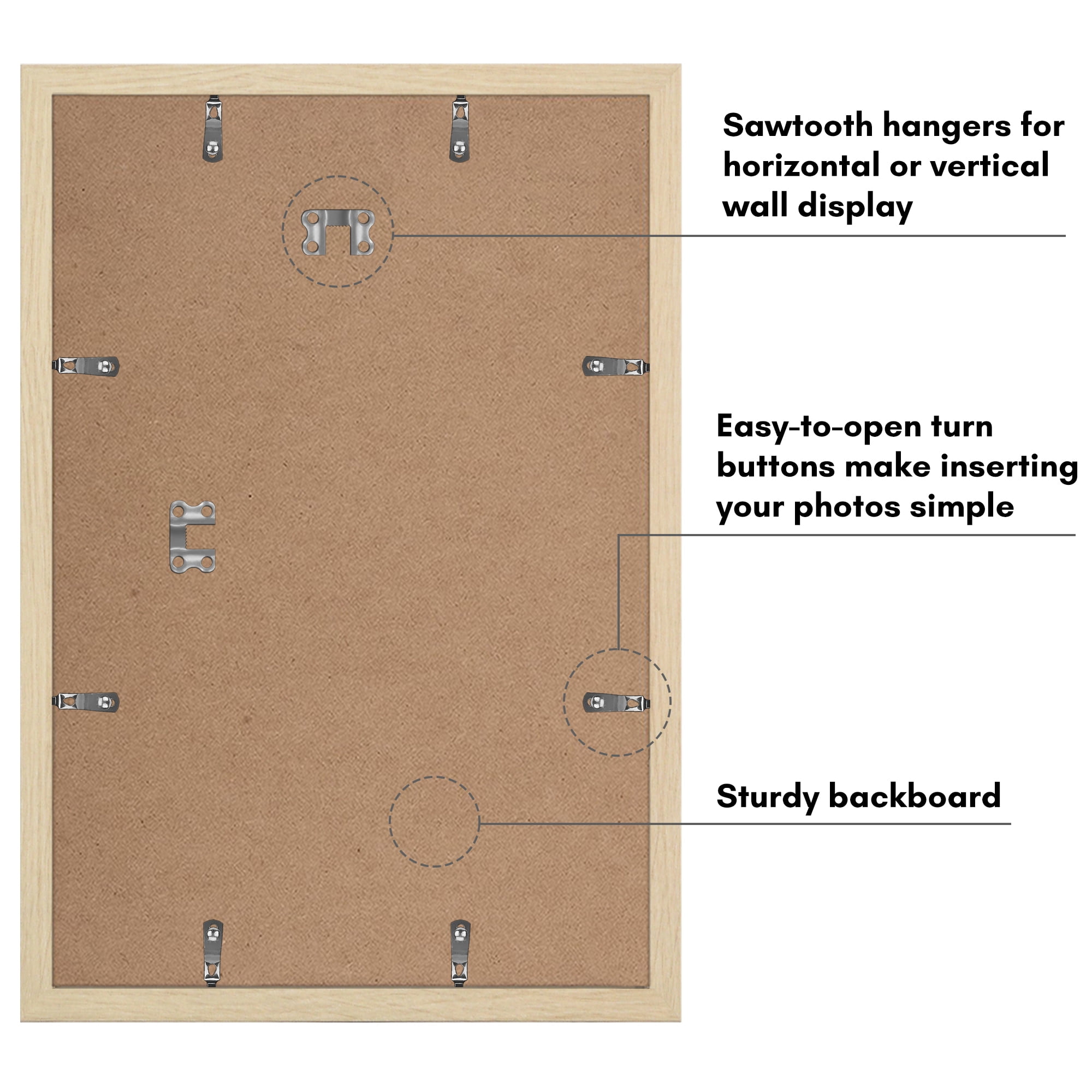 Americanflat 12x18 Poster Frame with Polished Plexiglass with 11x17 Mat 5 Pack Display Photo - Natural Oak