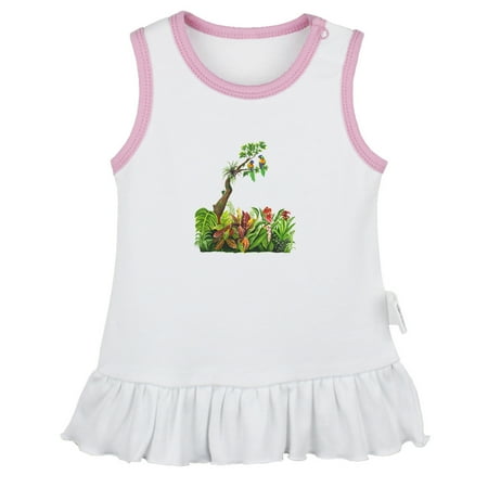 

Nature Jungle Pattern Dresses For Baby Newborn Babies Skirts Infant Princess Dress 0-24M Kids Graphic Clothes (White Sleeveless Dresses 6-12 Months)