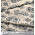 thumbnail image 2 of Soimoi White Rayon Crepe Fabric Tribal Feather Fabric Prints By Yard 46 Inch Wide, 2 of 3