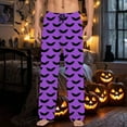 thumbnail image 2 of Adeawade Men Pants Halloween Festival Pajamas Bat Graphic Pj Bottoms Hallowmas Sleepwear Drawstring Pants With Pocket Wide Leg Slacks Casual Trousers Durable Home Wear Purple Xl, 2 of 6