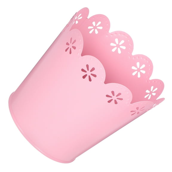 LOLIPPYY Decorative Trash Can Round Pink Iron Storage for Office Supplies 1Pack