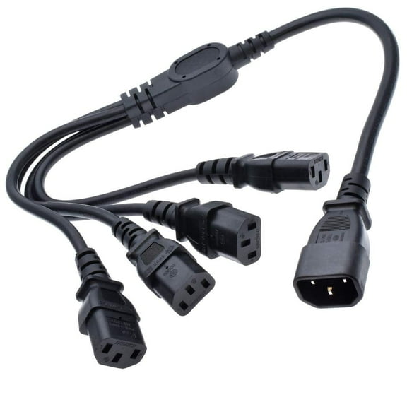 Strhowill IEC320 C14 TO C13 4 WAY Y Splitter Power Adapter Cable 10A 250V UPS PSU Extension Cable,IEC320 C13 4 IN 1 C14 AC  Power Cable， Power 4 Monitors at Once