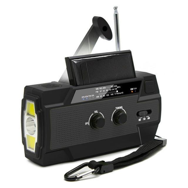Radio portátil AM/FM y NOAA para exteriores, luz solar de emergencia con manivela, luz de lectu CACAGOO Equipo de radio