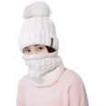 thumbnail image 1 of Womens Girls Winter Warm Pom Knit Ski Beanie Hat and Scarf Set, 1 of 7